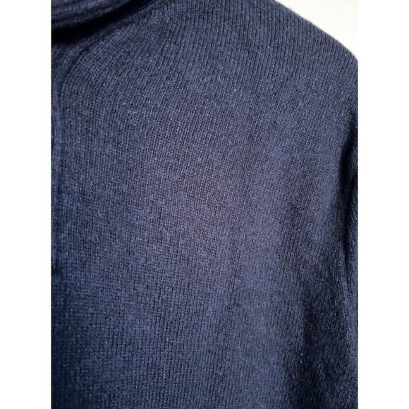 J.Crew Knit Sweater Button Roll Neck Medium Navy Blue Classic Wool Blend - Picture 2 of 5